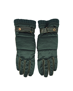 Burberry Gloves, Satin/Leather, Green, 2*